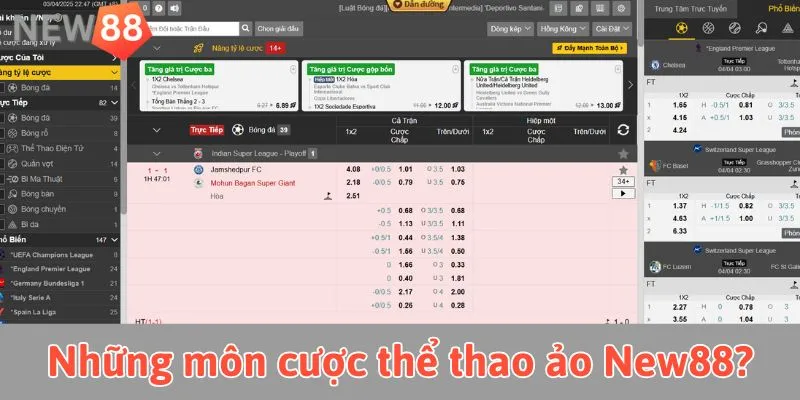 Cược Thể Thao Ảo New88: Trải Nghiệm Cá Cược Đỉnh Cao Những môn cược thể thể thao ảo New88